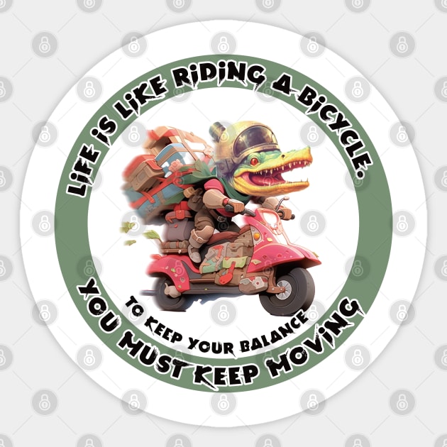 crocodile delivery rider Sticker by WhatDesign